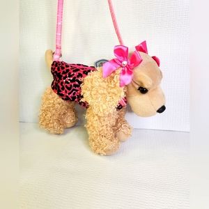 Poochie and Co. Cocker Spaniel with Pink/Black Leopard Body bag plush